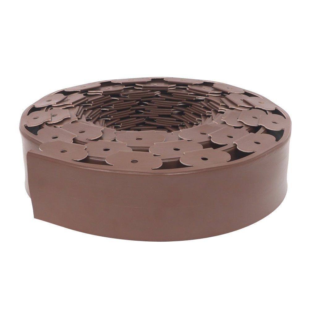 66FT 4” No Dig Lawn Border L-shaped Brown Garden Edging Kit W/ 60 Spike Plastic