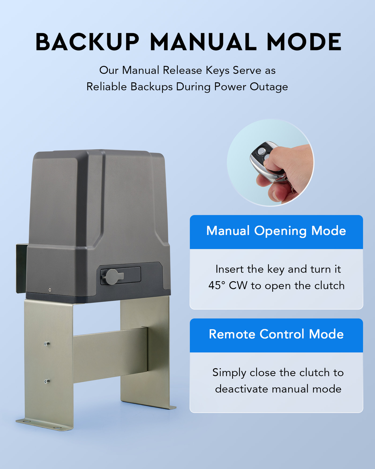 CO-Z Sliding Gate Opener Kit with Solar Panel Remotes for 1800lb 40ft Home Gates