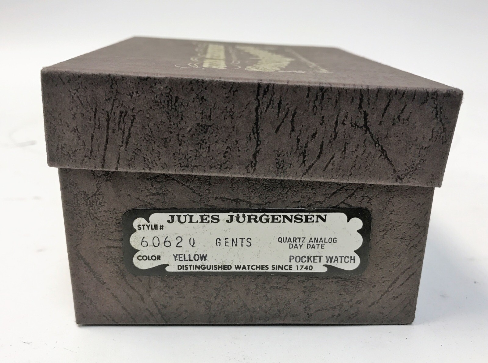 Rare NOS 1970s Jules Jurgensen Gold Tone White Dial Day Date Pocket Watch 6062Q