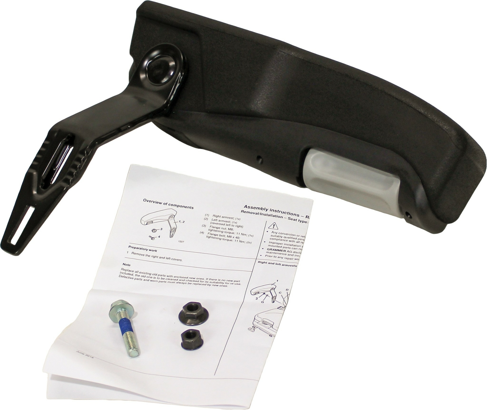 Grammer MSG65 Black Vinyl Seat w/Armrests - Fits Scag Ztr Zero Turn Mowers Etc