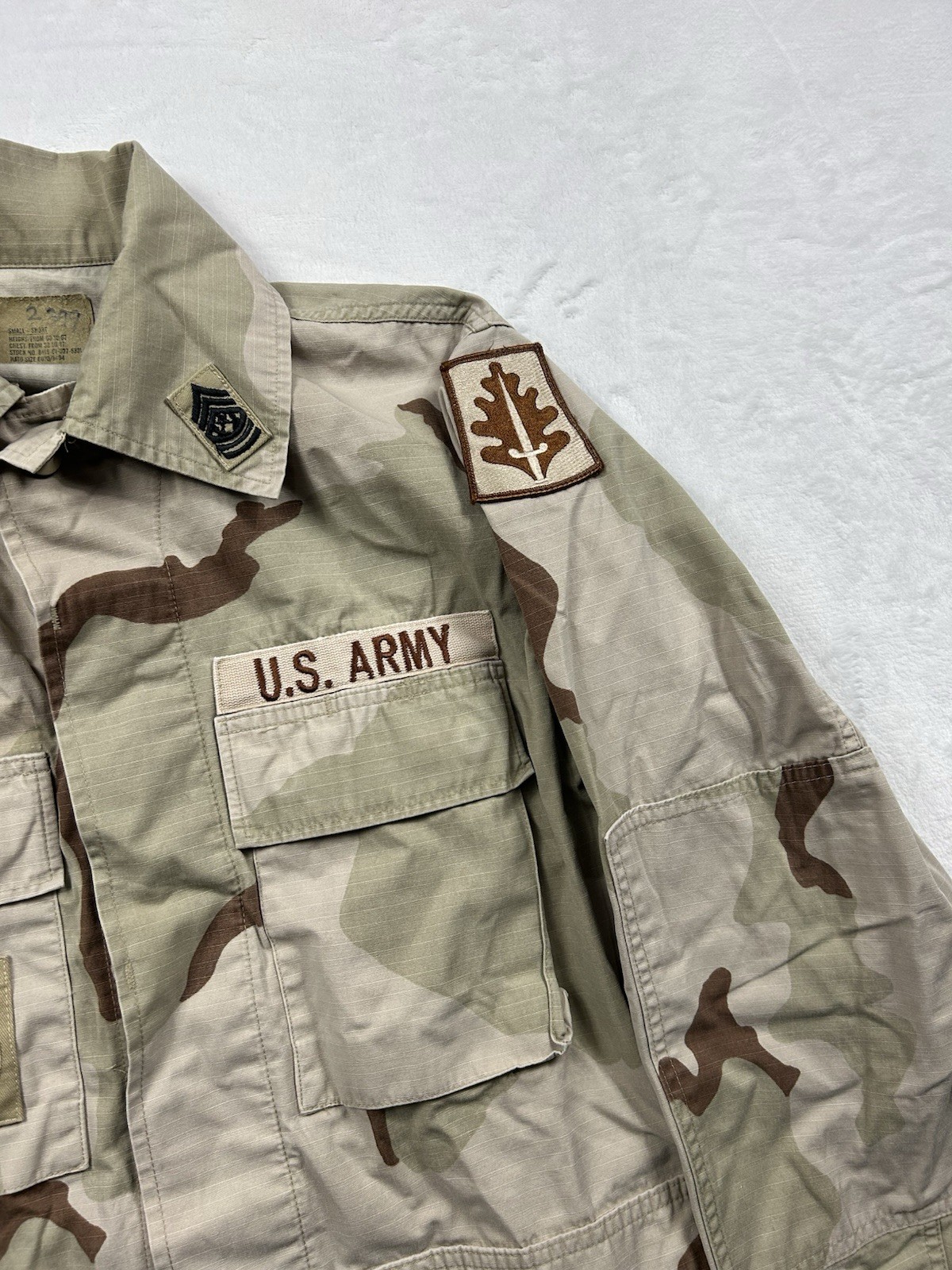 US Army Coat Desert Camouflage Pattern Combat Patches Small Short Vintage 1997