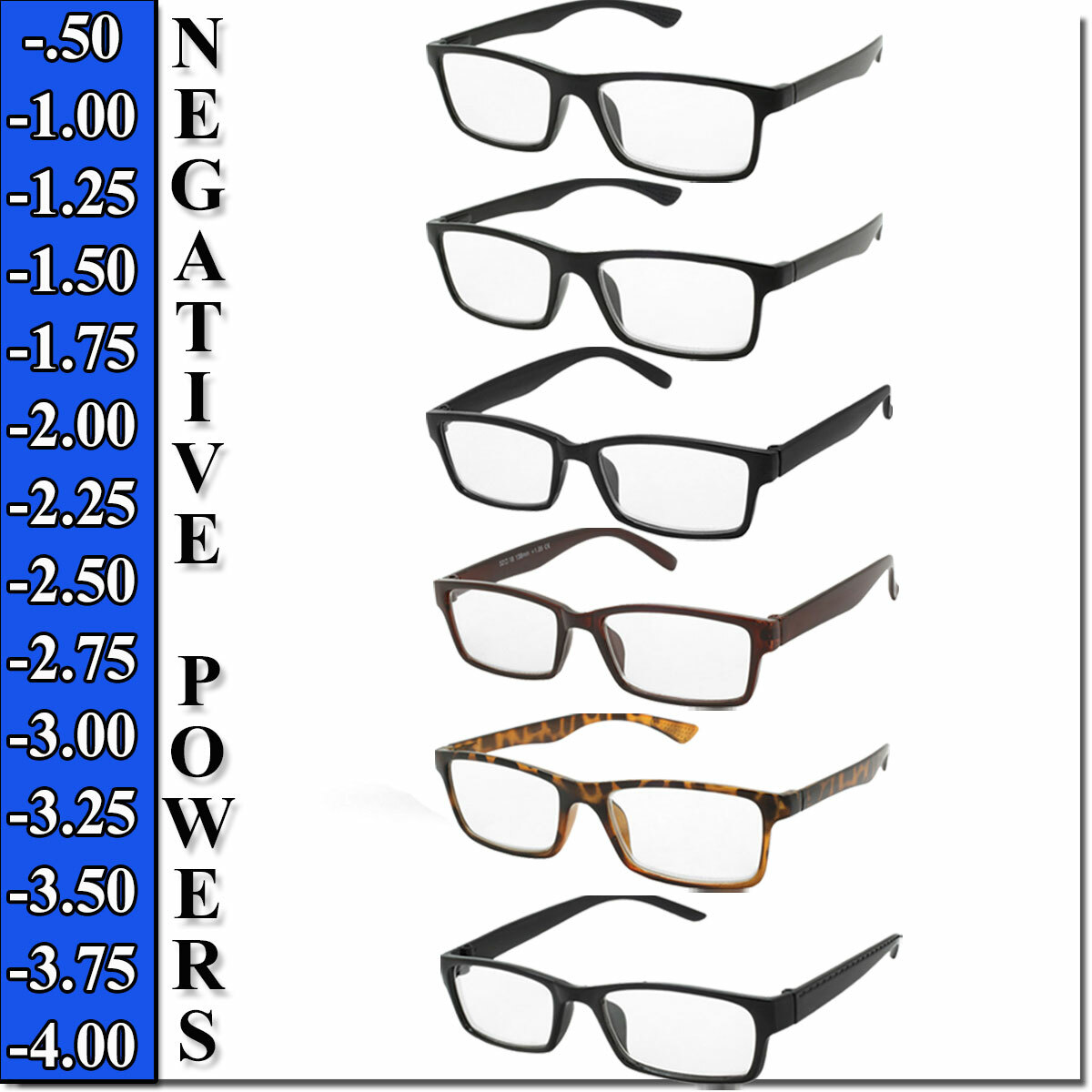 Nearsighted Reading Glasses Negative Power Readers Eyecare Myopia Unisex Readers