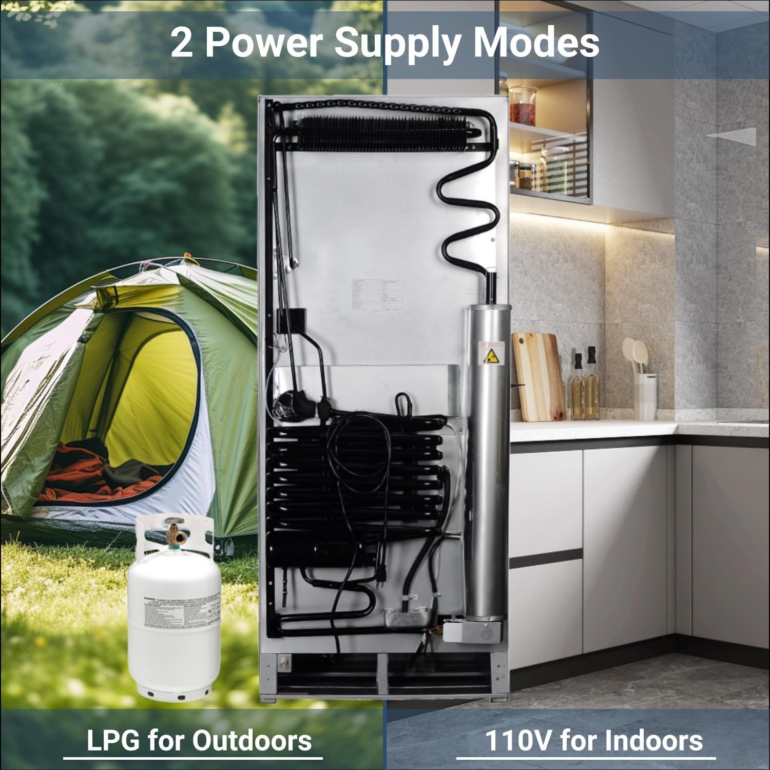 6.5 cu ft 2-Way Propane Gas Refrigerator Freezer RV Off-grid Cabin Camper White