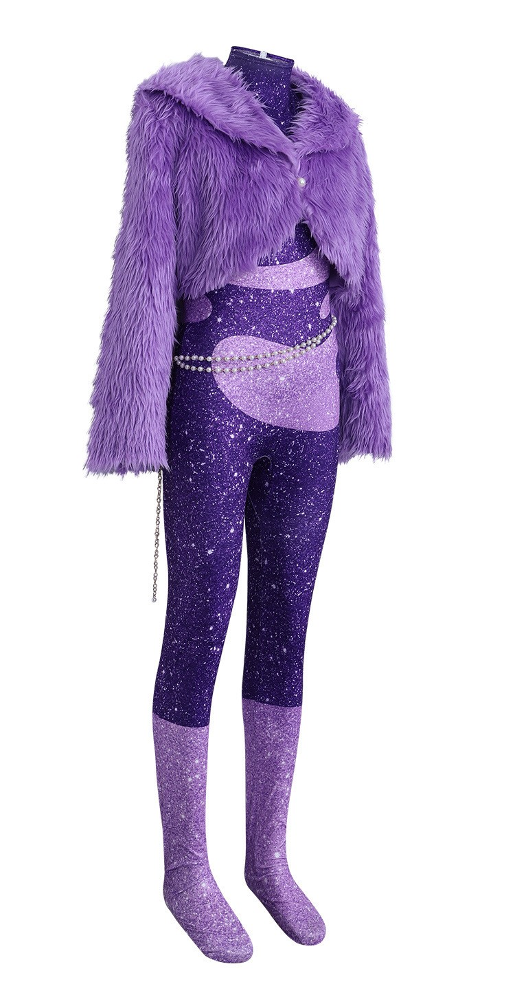 Kids Zootopia 2 Gazelle Cosplay Costume Antelope Singer Jumpsuit Purple Coat