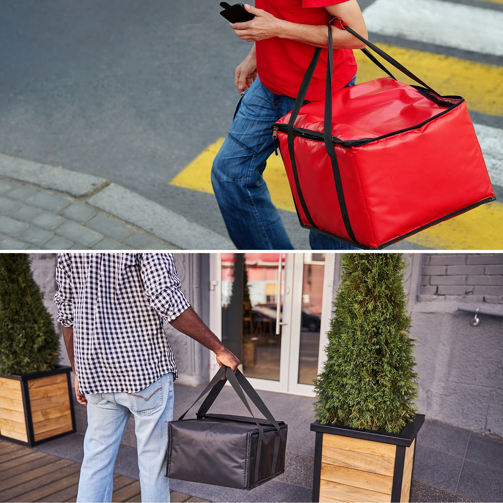 Insulated Pizza Bag 20x20x14 Inches Non-woven Fabrics Grocery Bag Black