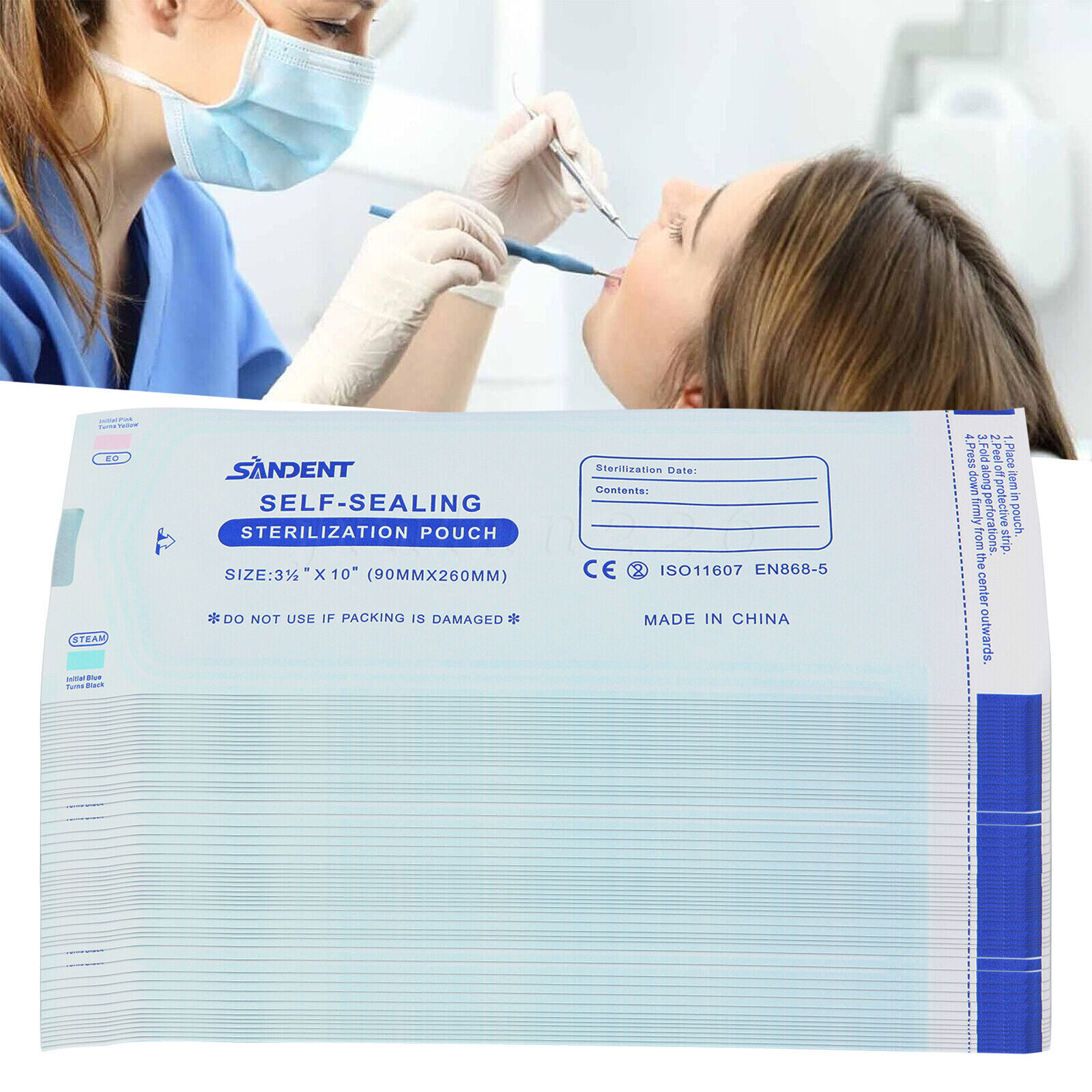 3.5" X 10" Self Sterilization Pouches Autoclave Pouch, Sterilizer Bags Dental US