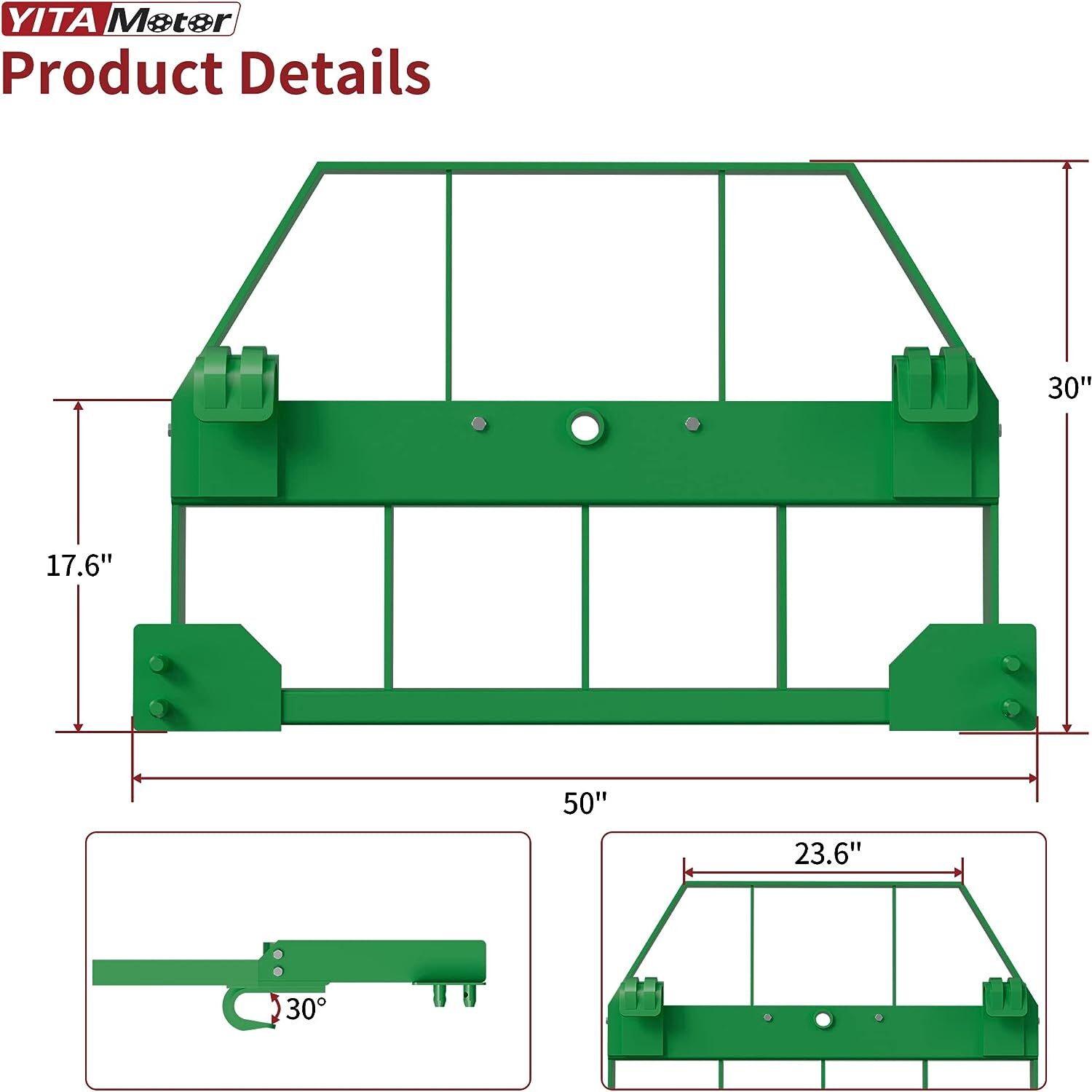 Pallet Fork Attachment 46" Pallet Fork Frame 48" Fork Blades Fits John Deere