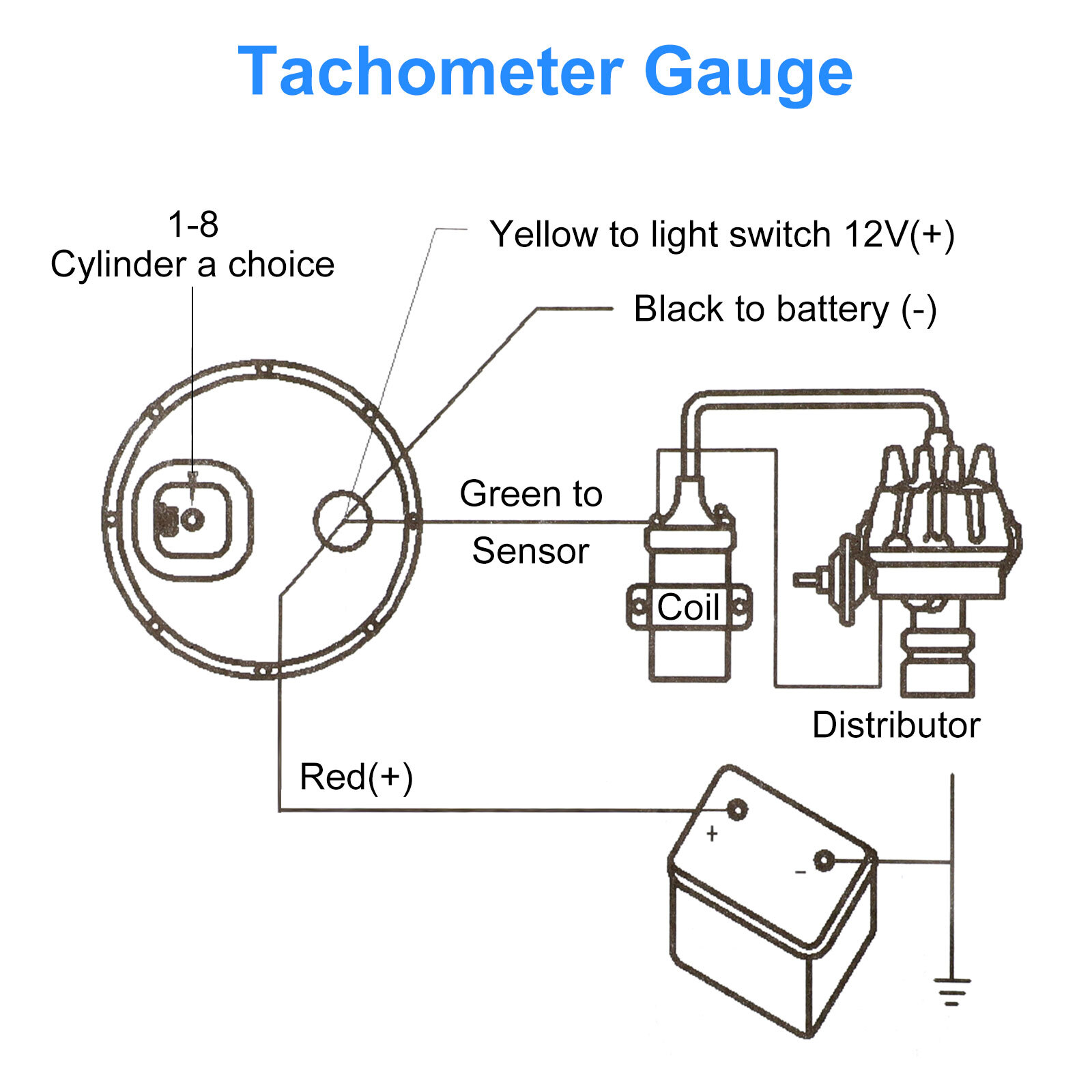 3.75'' 12V Car Tachometer Gauge Meter LED Inter Shift Light 0-8000 RPM Universal