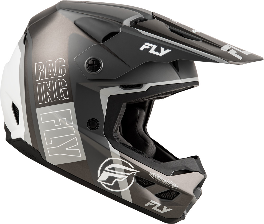 Fly Racing Kinetic Rally Dirtbike Helmet Matte Grey Black White