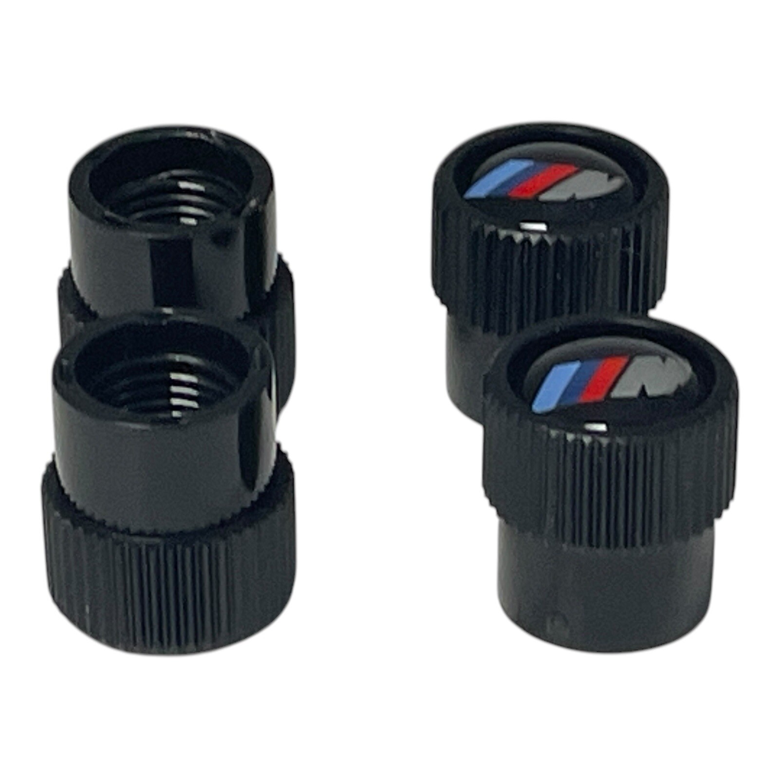 BMW M Performance Emblem Logo Black Tire Valve Stem Caps Set of 4 New
