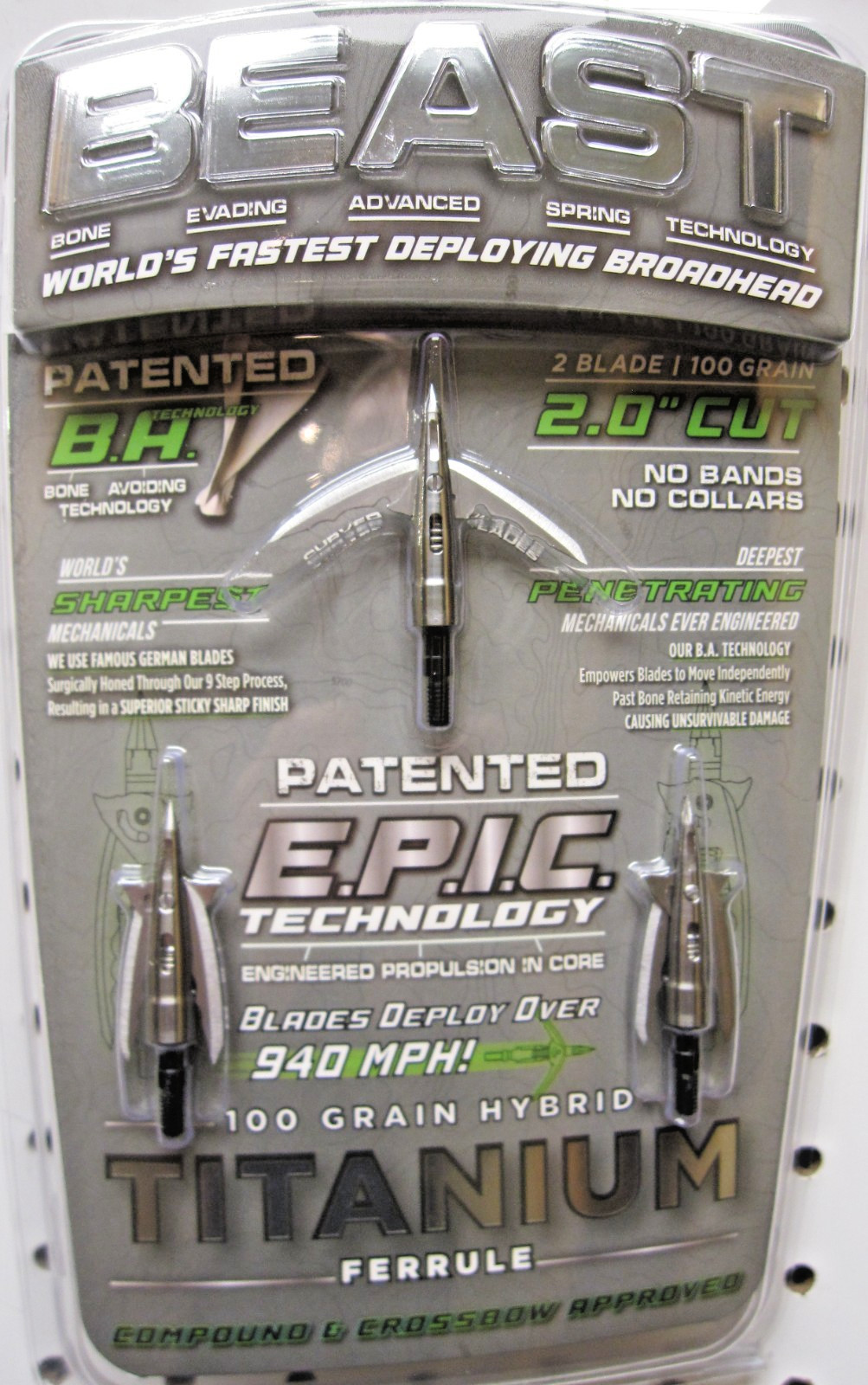 Bowmar Beast Titanium Hybrid Broadheads 2 Inch 100 Grain 3 Pack New