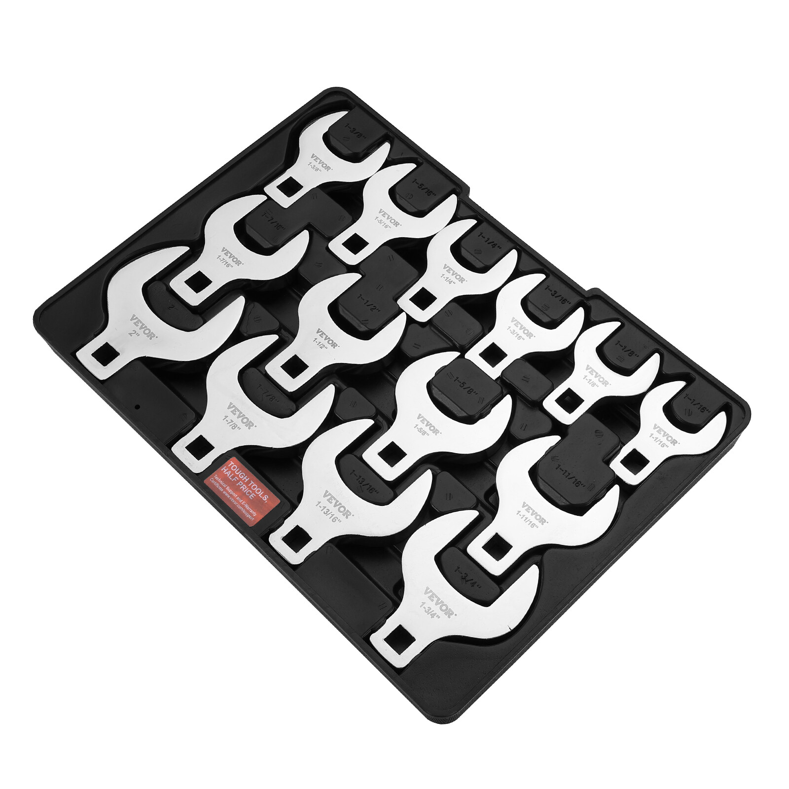 VEVOR Crowfoot Wrench Set 1/2" Drive 14-Piece Crows Foot Wrench Set SAE 40CR