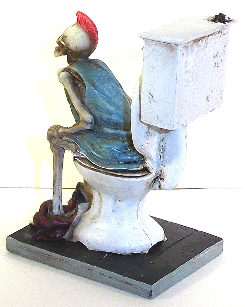 Skeleton on Toilet Skull Figurine Statue Skeleton Halloween