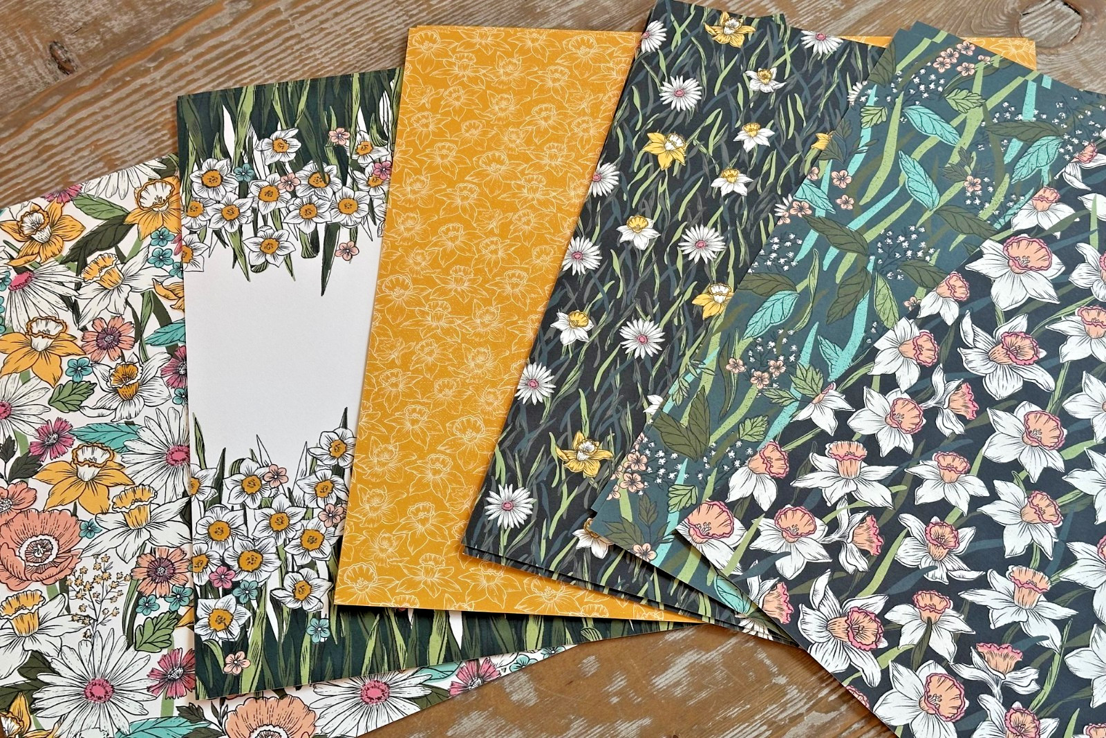 Stampin' Up DSP 12x12 Daffodil Afternoon Let's Go Fishing Sunny Days Med. Blooms