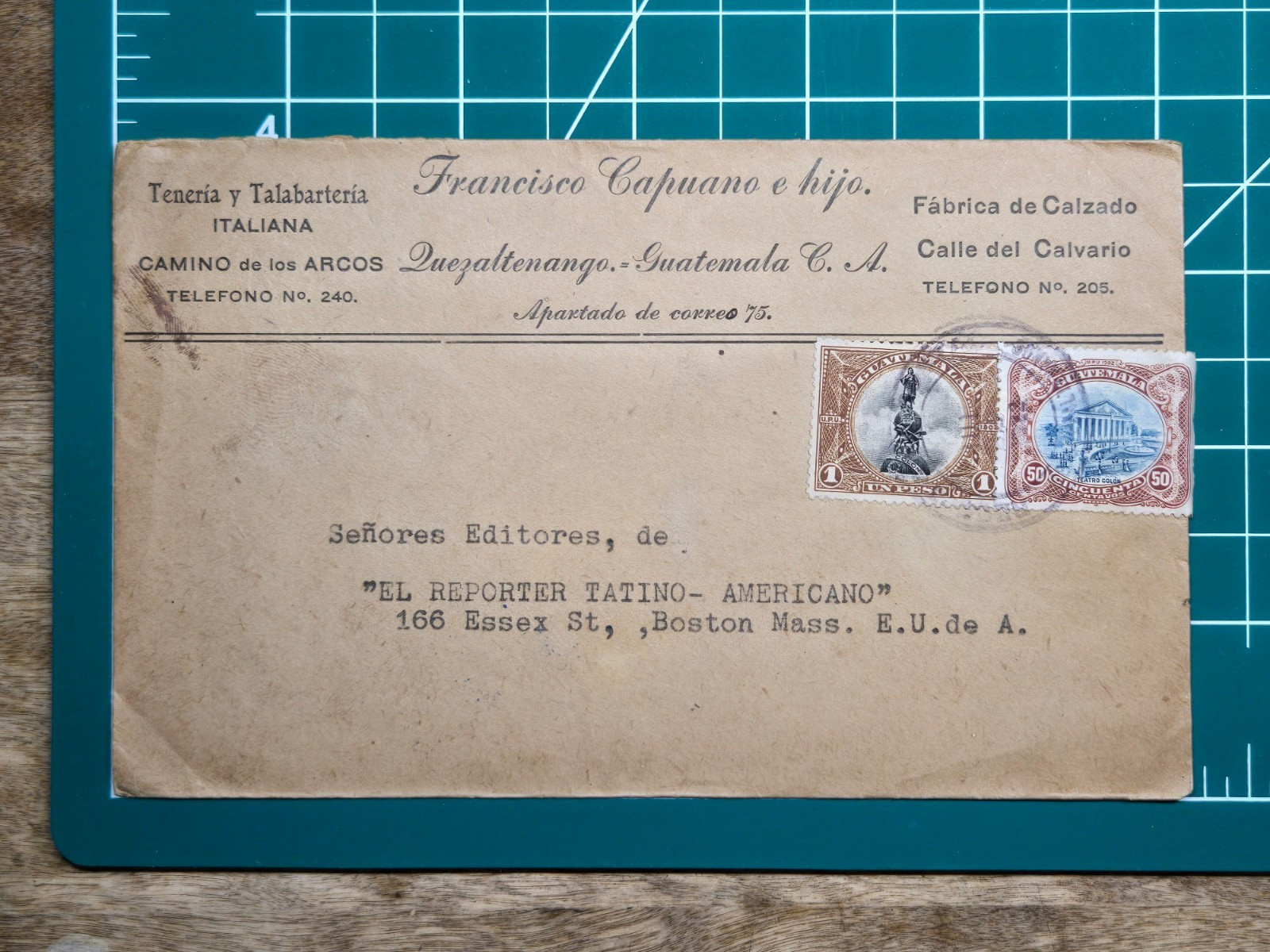 1922 Guatemala 1.50 Peso Cover to USA – 1902 National Symbols Issue
