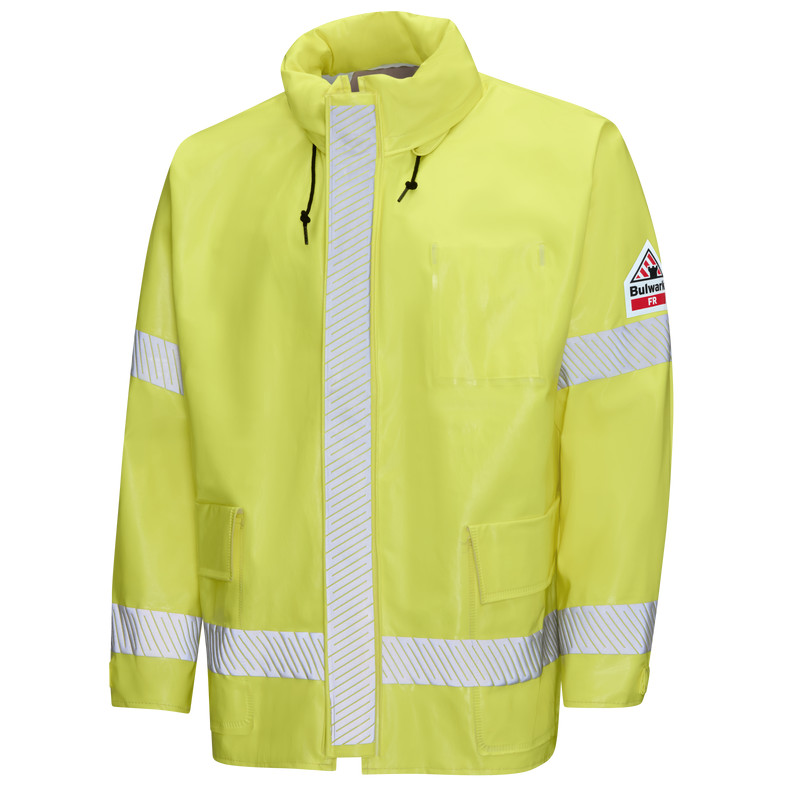 Yellow Bulwark JXN6YE Men's FR Hi-Visibility Flame Resistant Rain Jacket X-Large