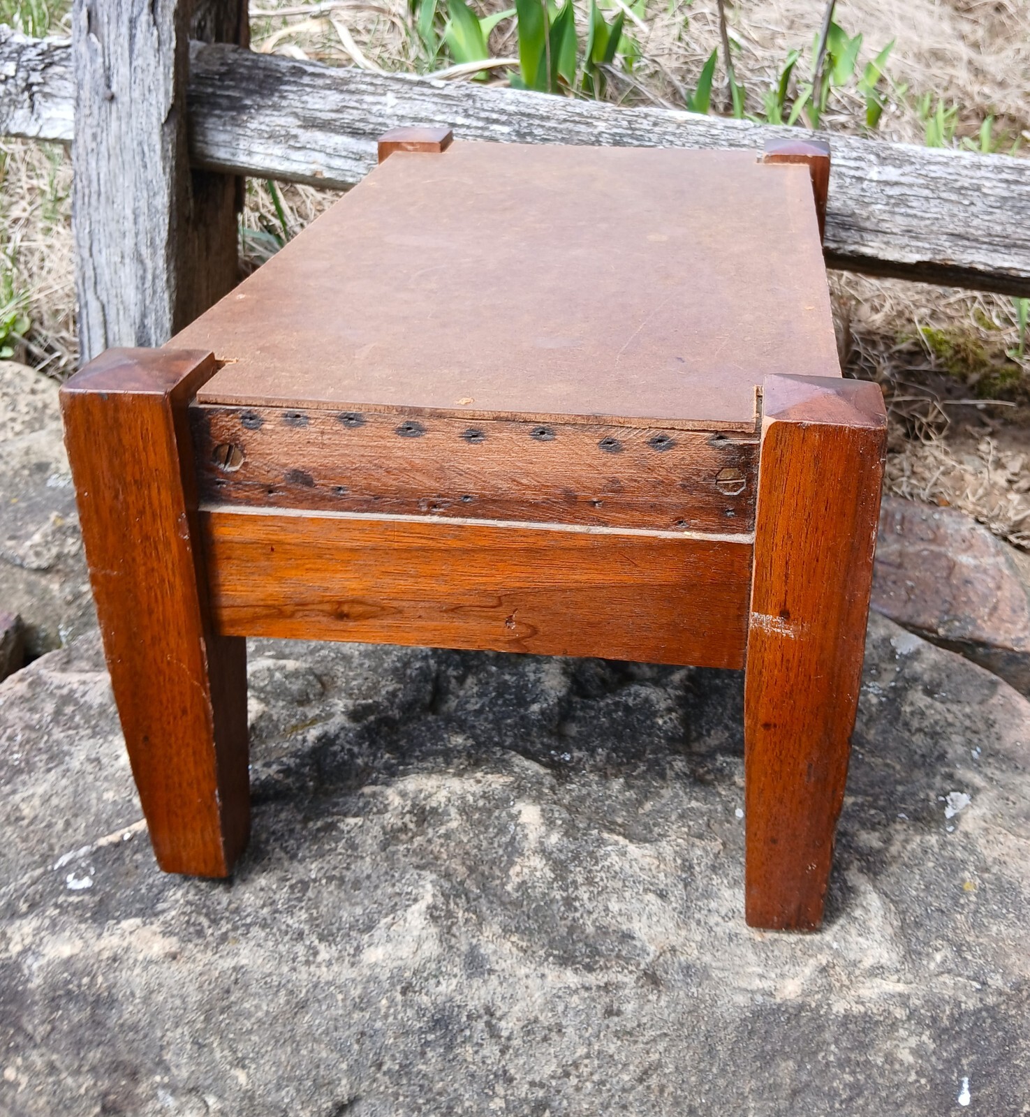 Antique Walnut Mission Style Arts & Crafts Style Foot Stool 1920