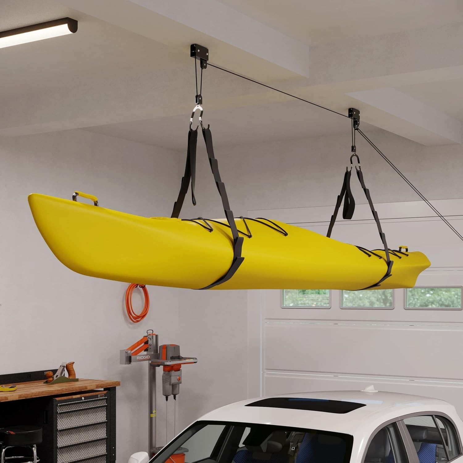 Kayak Hoists Overhead Pulley System 125lb Capacity for Canoes Bikes Ladders