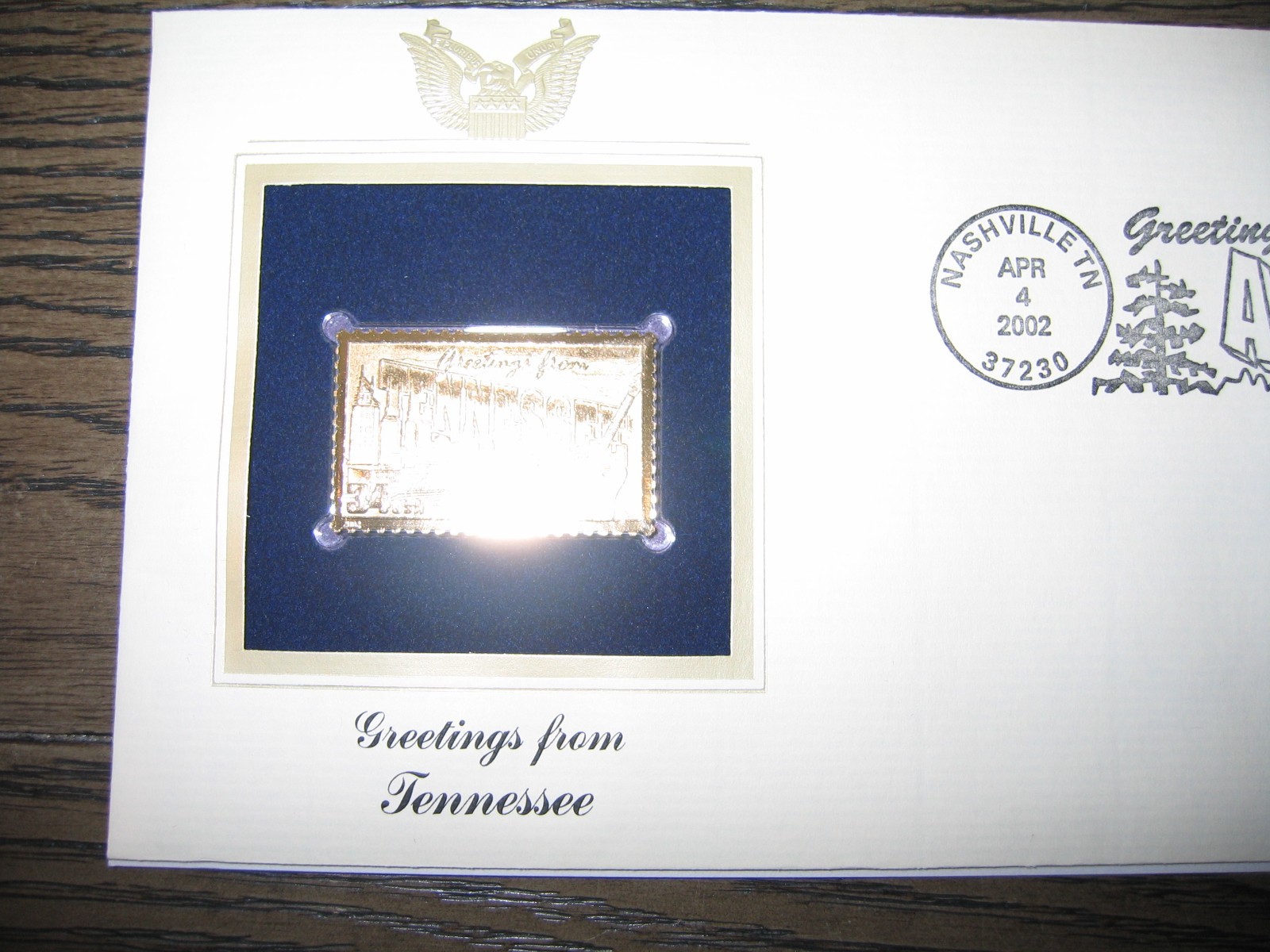 2002 TENNESSEE Greetings From America replica Gold Stamp Golden COVER