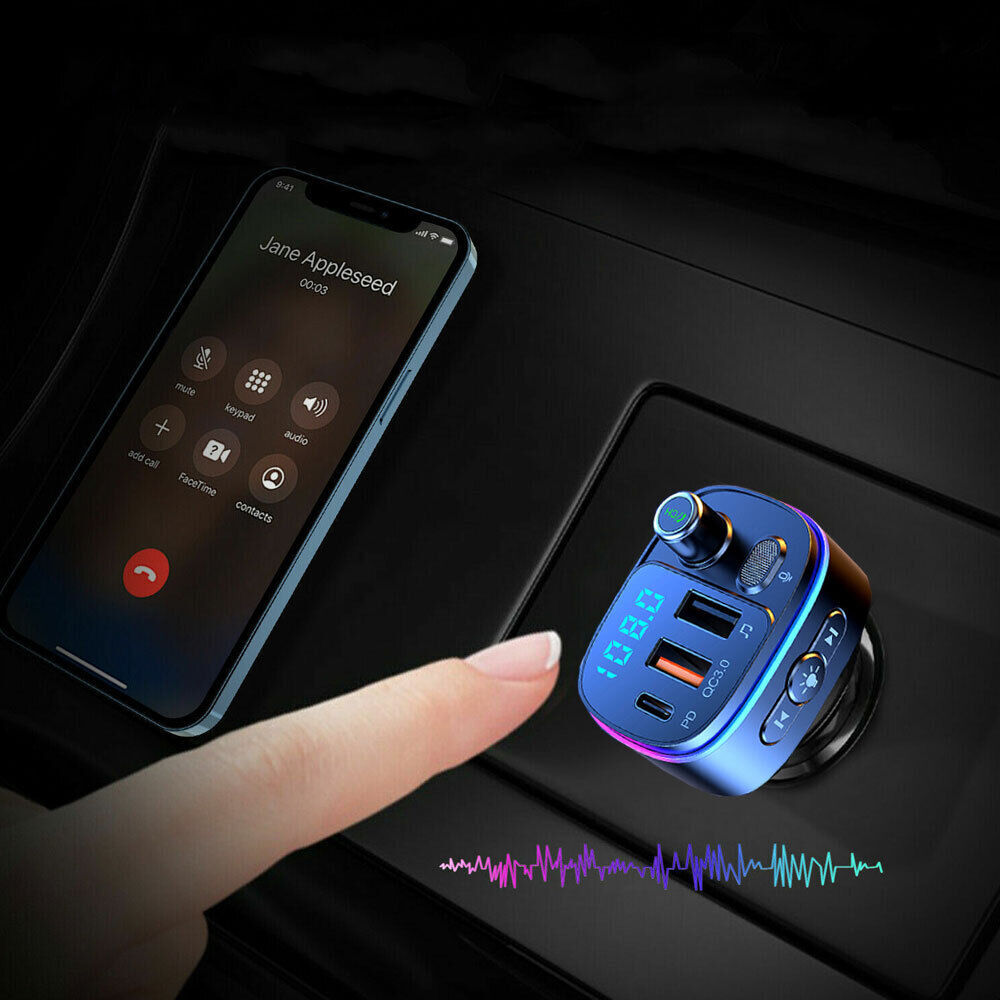 Car Wireless Bluetooth5.0 FM Transmitter MP3 Player QC3.0 USB Car Charger Adapte