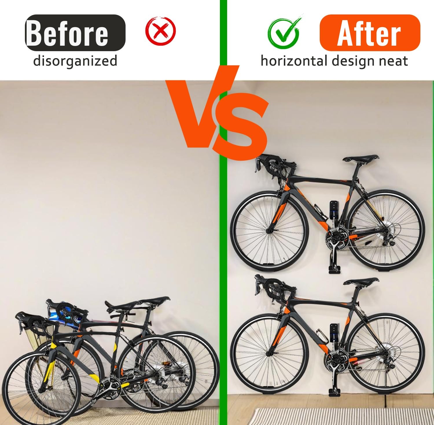 Bike Pedal Hanger Wall Mount,Heavy Duty Horizontal Bike Rack for Garage Wall