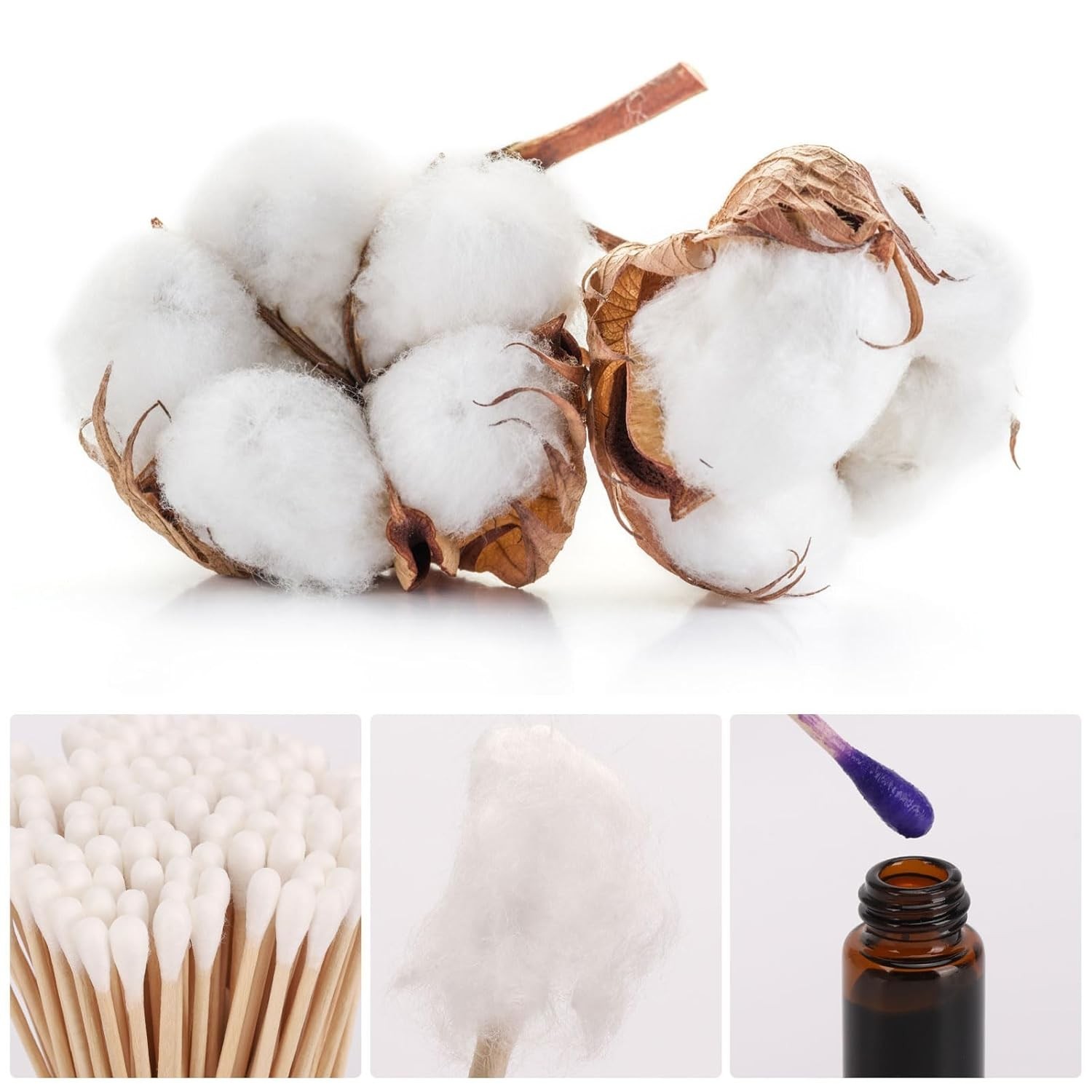 1200 Count Cotton Swabs 6 Inch Long Wooden Sticks Cleaning Applicators