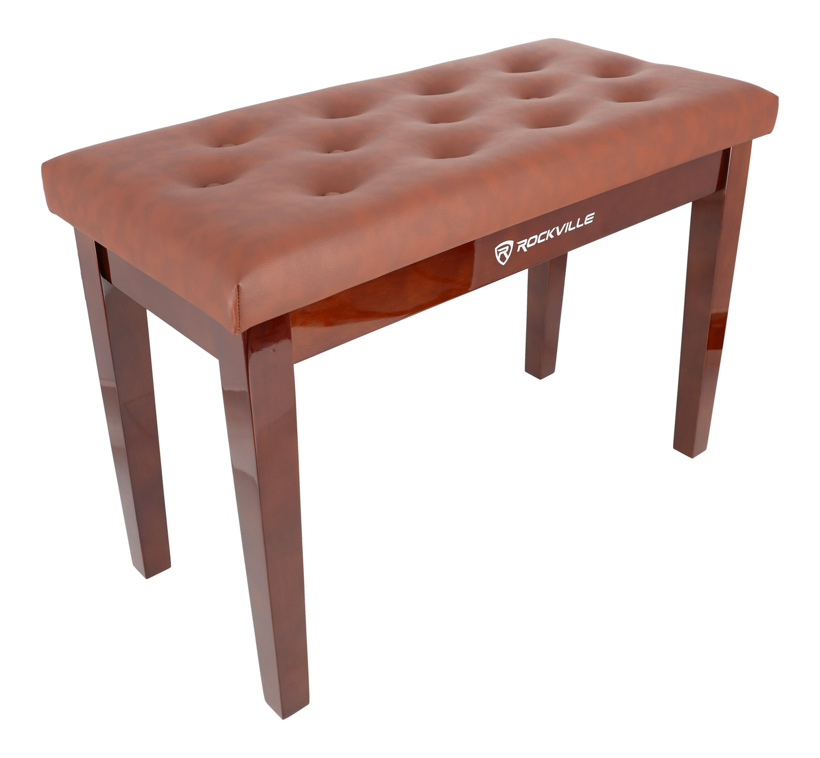 Rockville PB7 BROWN Premium Piano Bench w/Thailand Wood, Comfy Padding + Storage