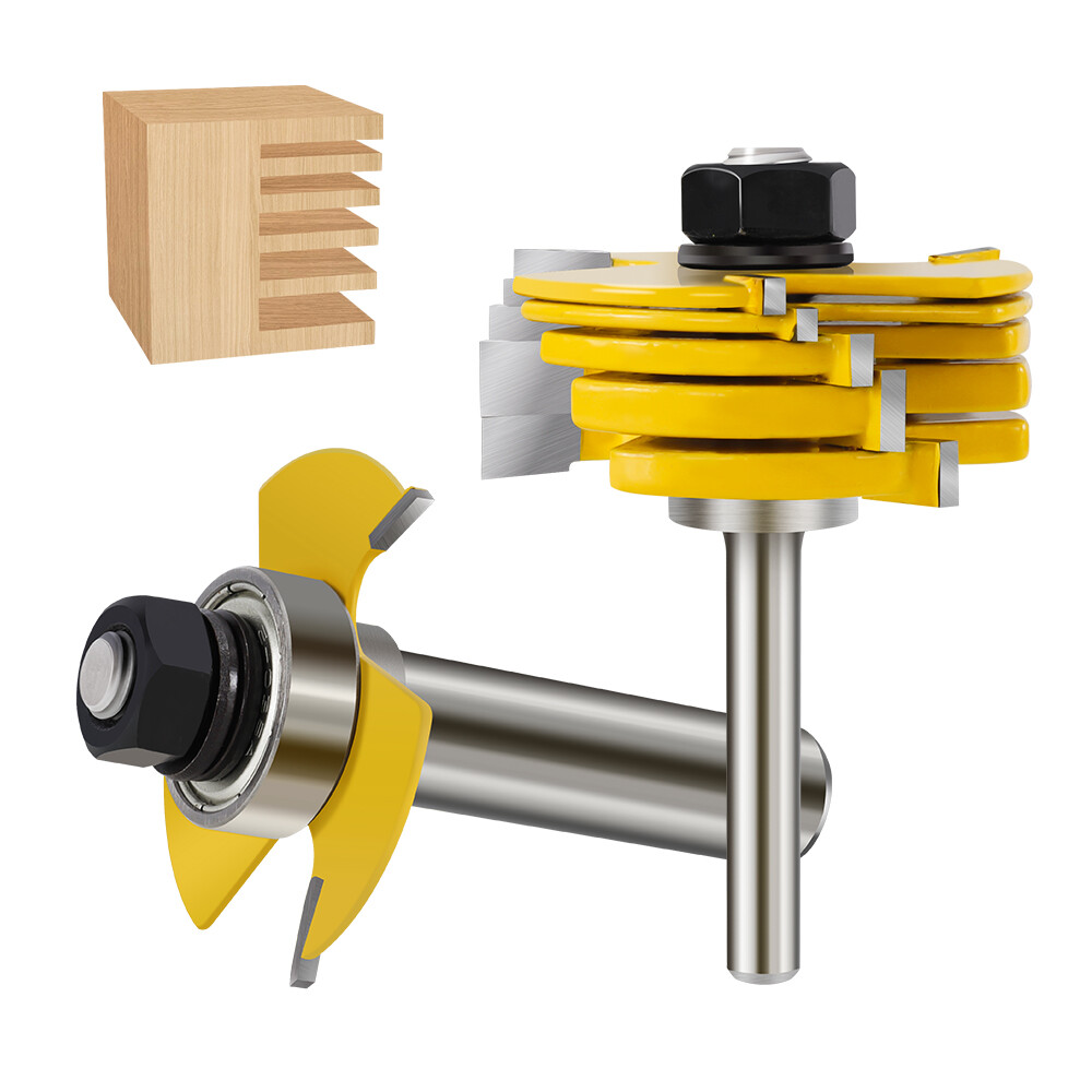 2Pcs/Set Tongue and Groove Router Bits 3T T-Shape CNC Wood Milling Cutter