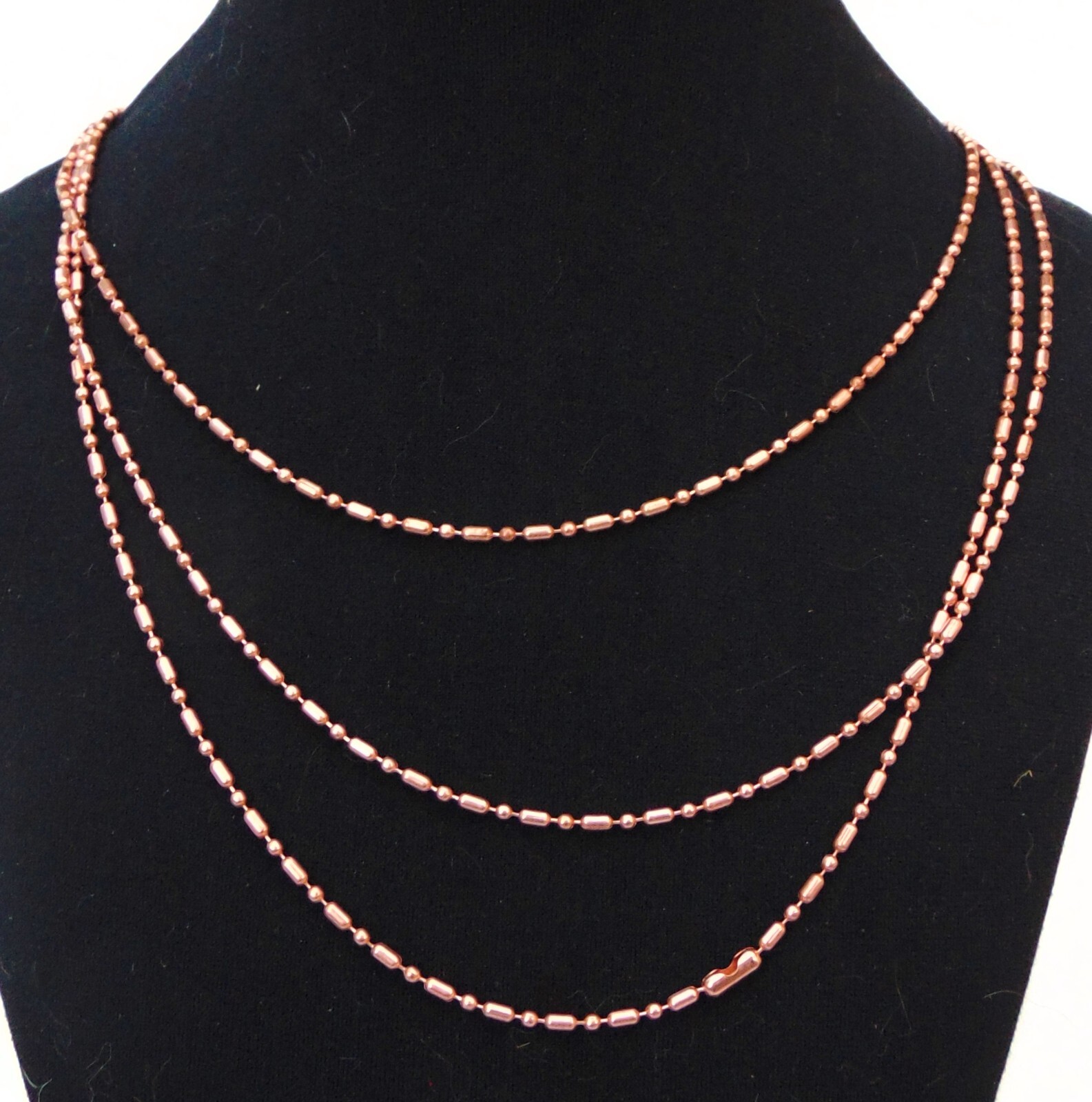 Pure COPPER Ball Chain Bar + Ball Bead~ 2.4mm w/ or w/o Connectors Made in USA