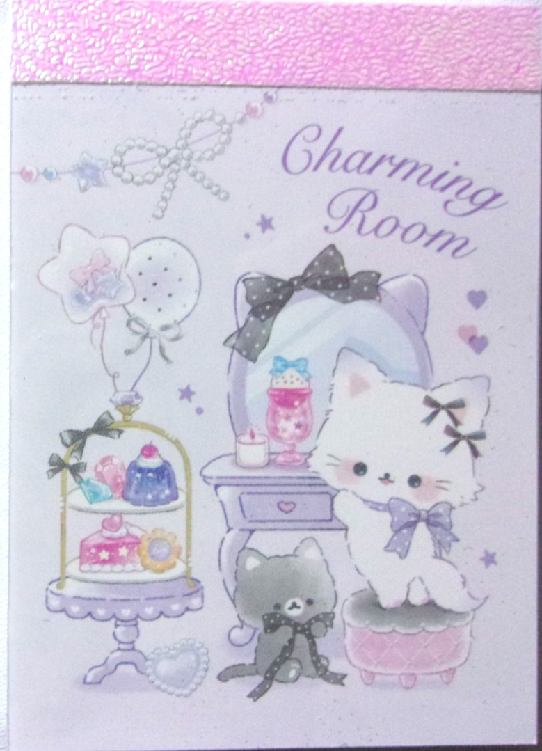 Q-LIA Cat Charming Room Mini Memo Pad Made in Japan 70 sheets