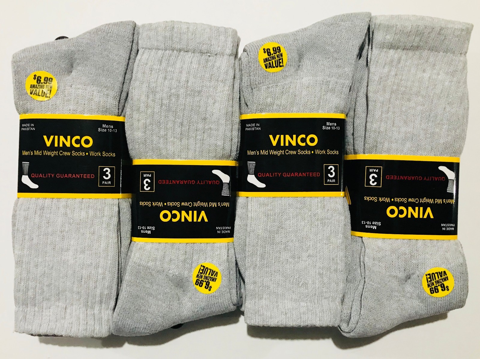 3-6-12 Pairs Men's Crew Socks Grey Cotton Sports Work Athletic Socks size 9-13