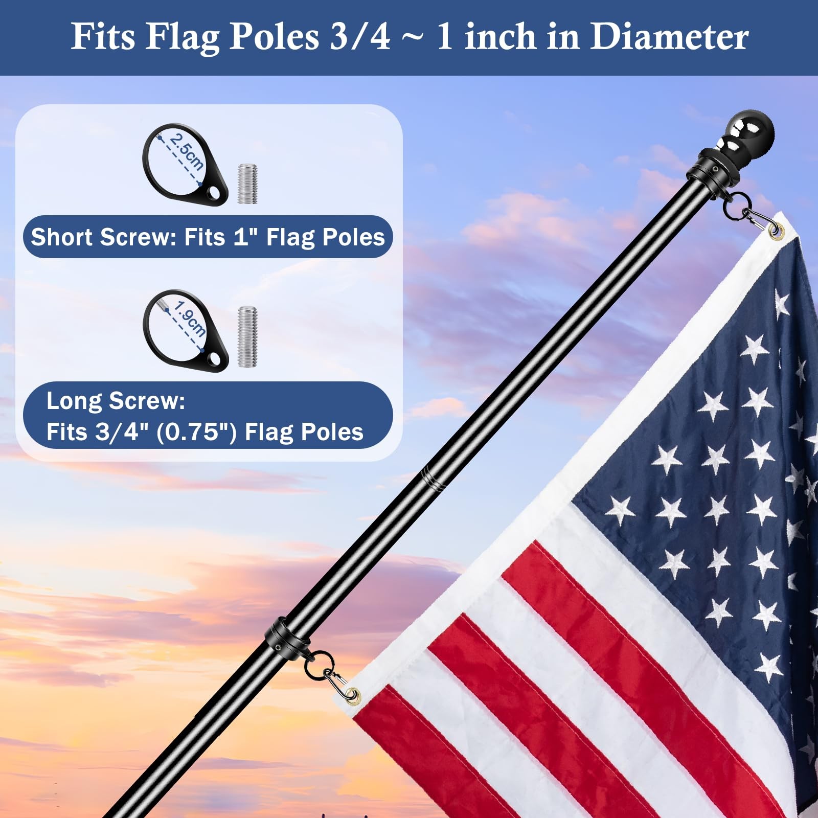 Flag Pole Rotating Rings for 3/4~1 Inch Diameter Flag Pole, Aluminum Alloy Flag