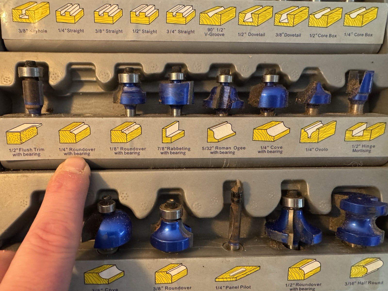 C3 Tungsten Carbide Router Bit Set 24 Pcs, 1/4" Shank.