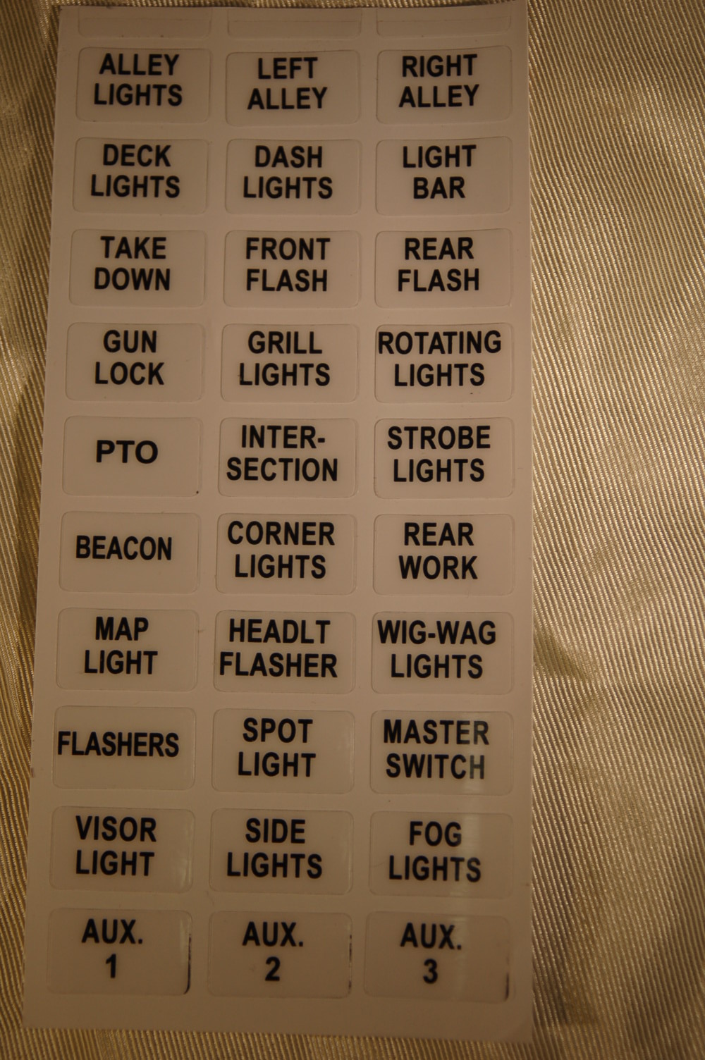 Federal Signal SW300 Switchbox Label Code3 Shome able2 fed sig switchbox labels