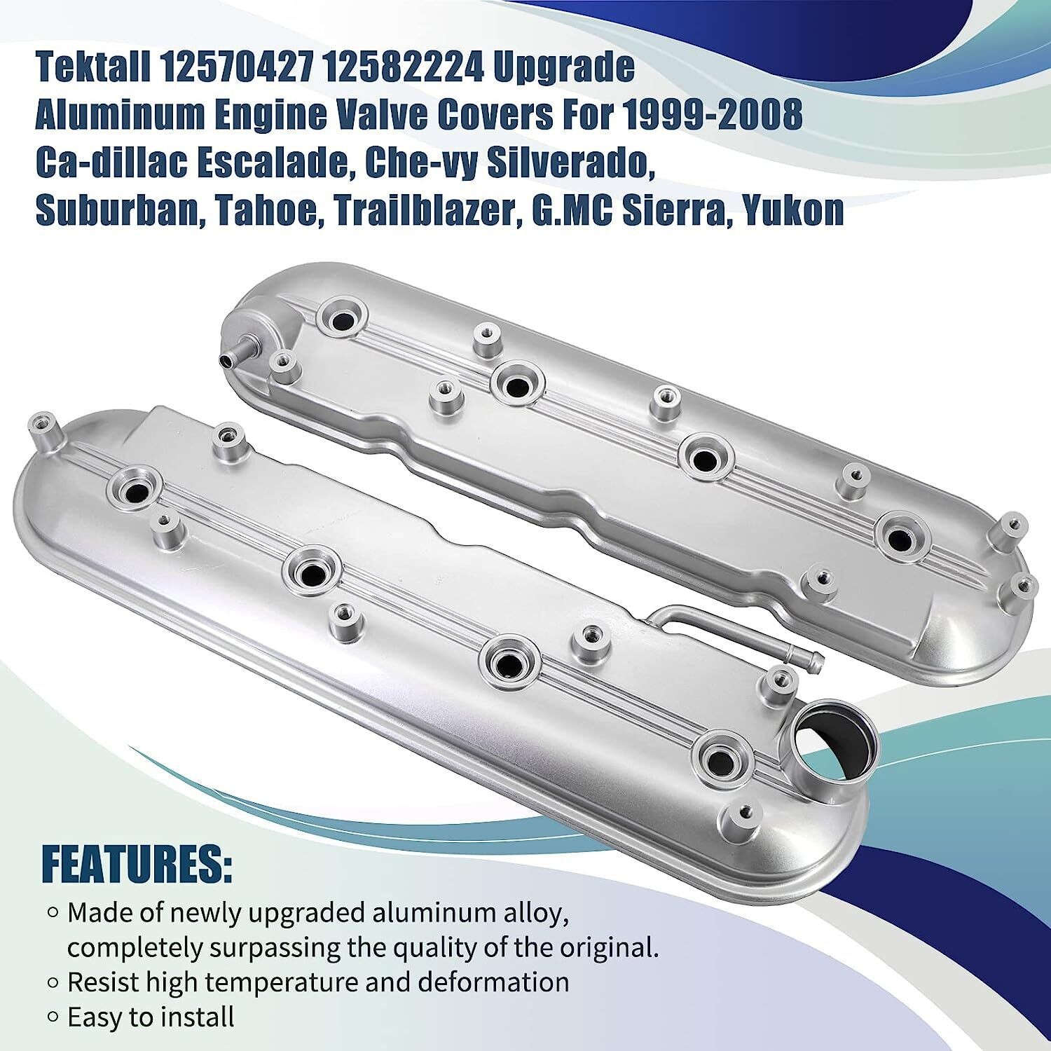 Valve Covers Left & Right 12570427 12582224 for 1999-2008 Chevy Silverado Sierra
