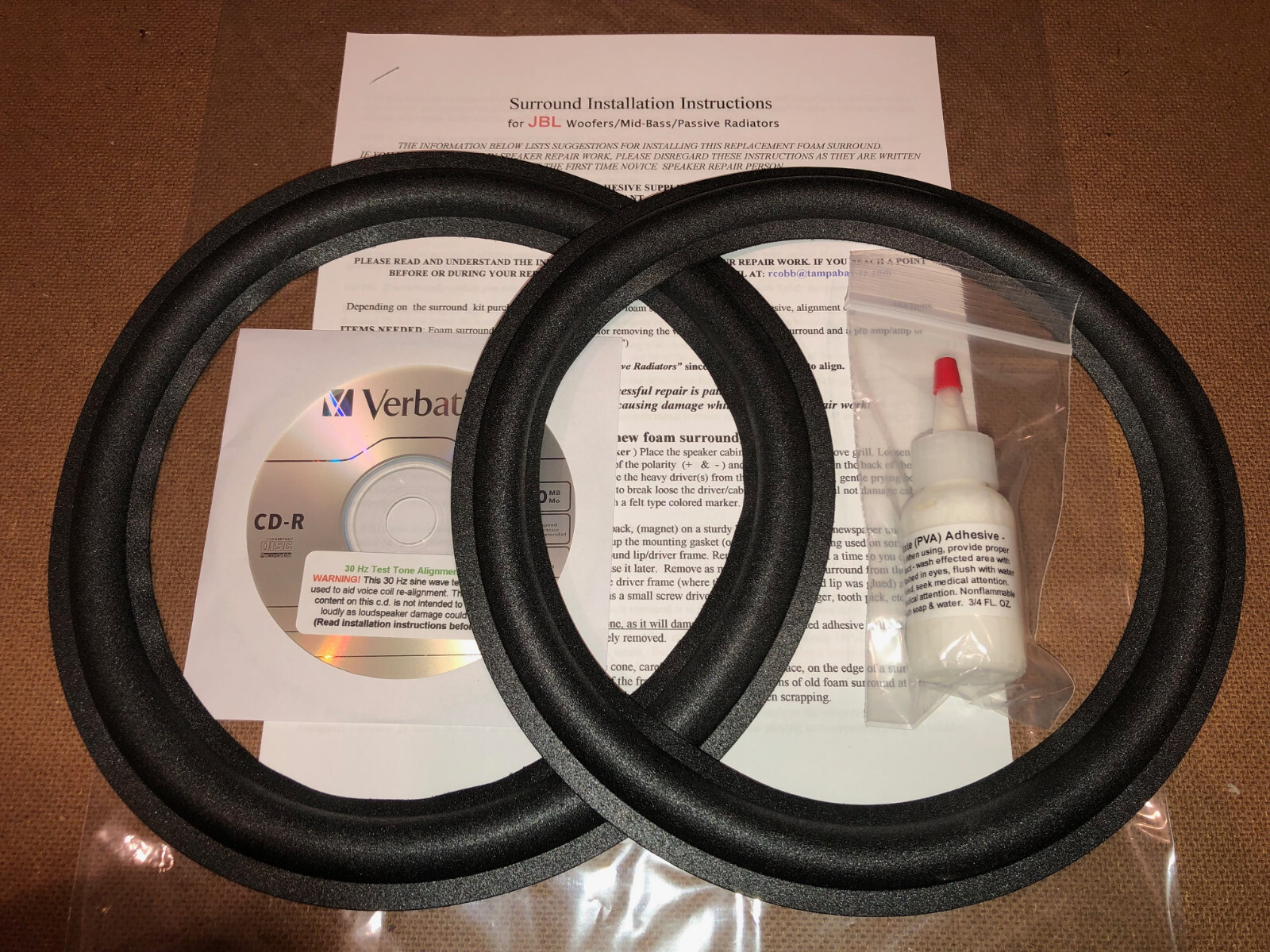 JBL 125A, 127, 127H1, 310G, 4410A, L26/A, L36 Foam Surround Woofer Repair Kit