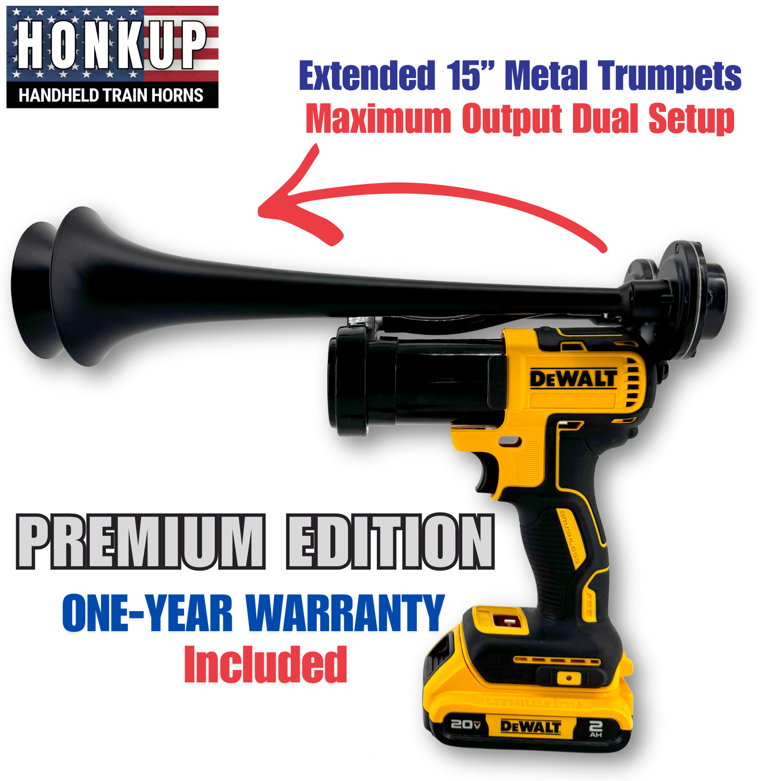 Premium DeWalt Impact Handheld Train Horn | Full Kit + Two Remote Controls