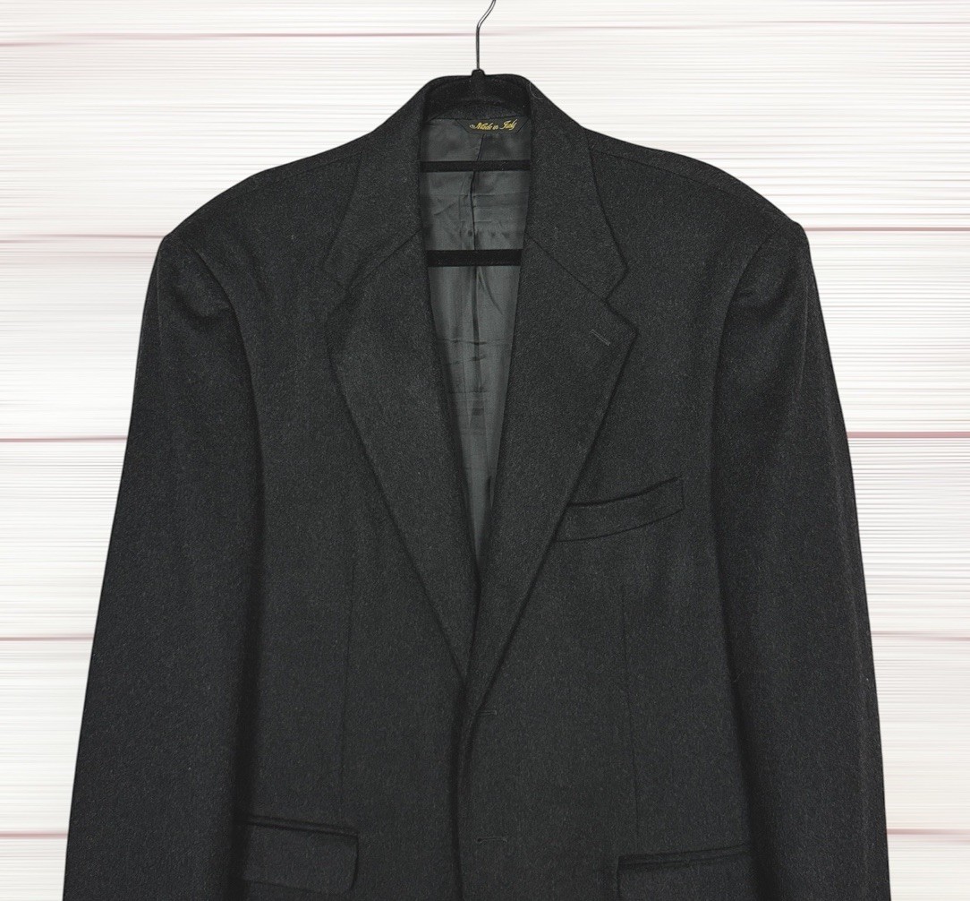 Louis Dell'Olio Cashmere Sport Coat Charcoal Blazer Vintage 42R Vintage Italy
