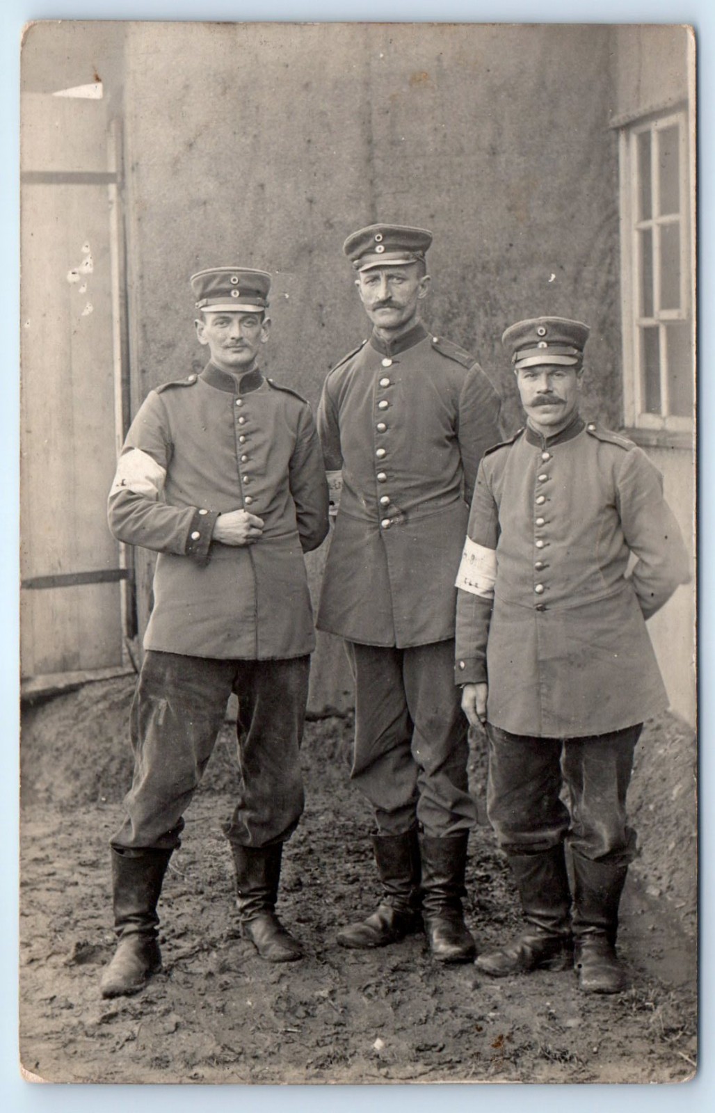 WWI German Army Soldiers With Armbands Real Photo Postcard RPPC