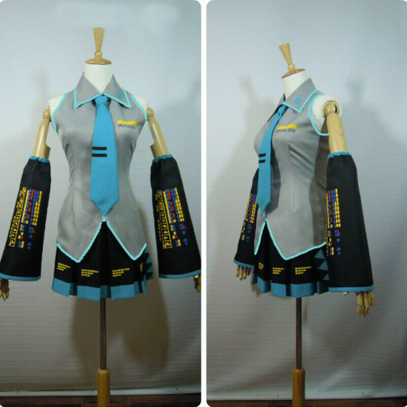 Vocaloid Hatsune Miku Uniform Dress Costume Top Skirt Suit For Halloween Cosplay