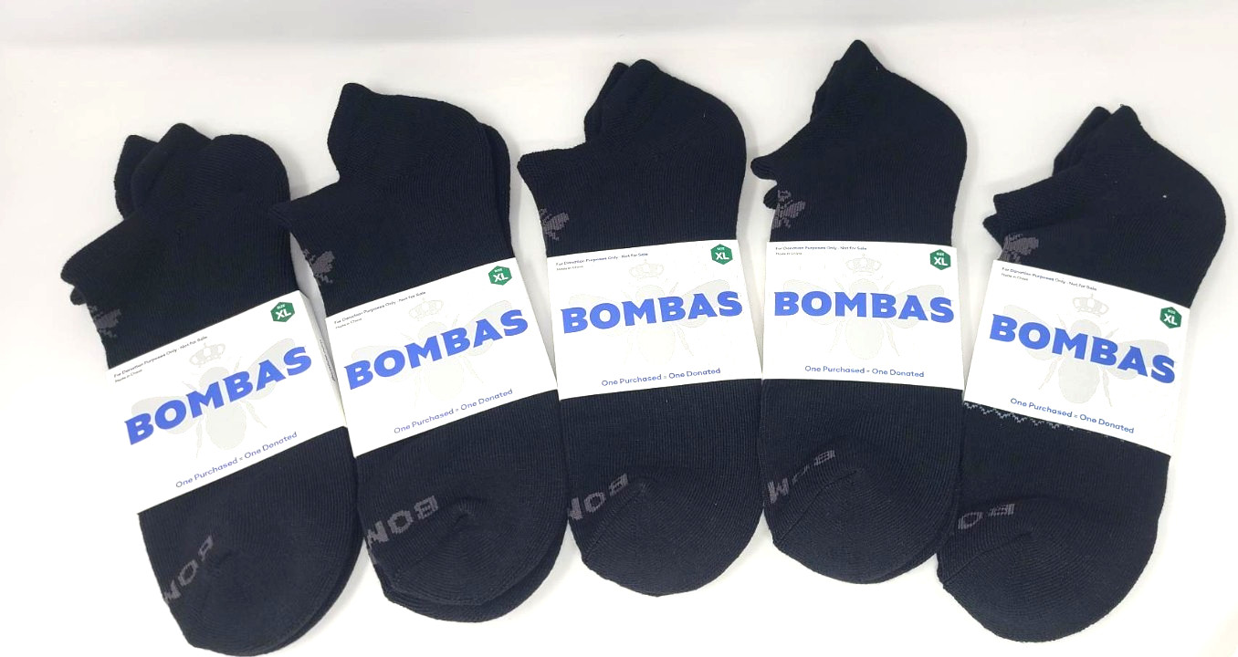 Bombas Black Socks Size XL Ankle 5 Pairs NEW