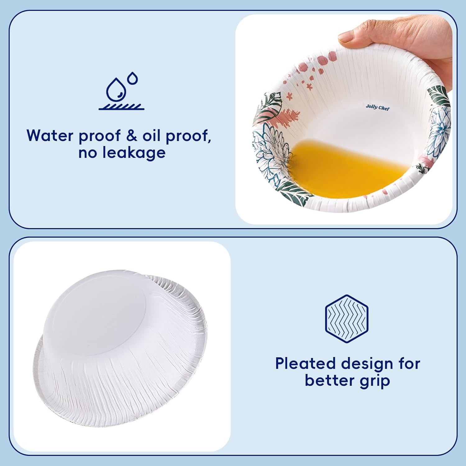 16 OZ Bulk Disposable Bowls with Floral Design, 156 Count for All Occasions