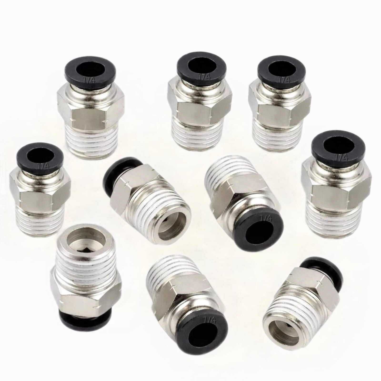 10 Pieces pneumatic 1/4" Tube x 3/8" NPT Male Connector Push to Connect fitting