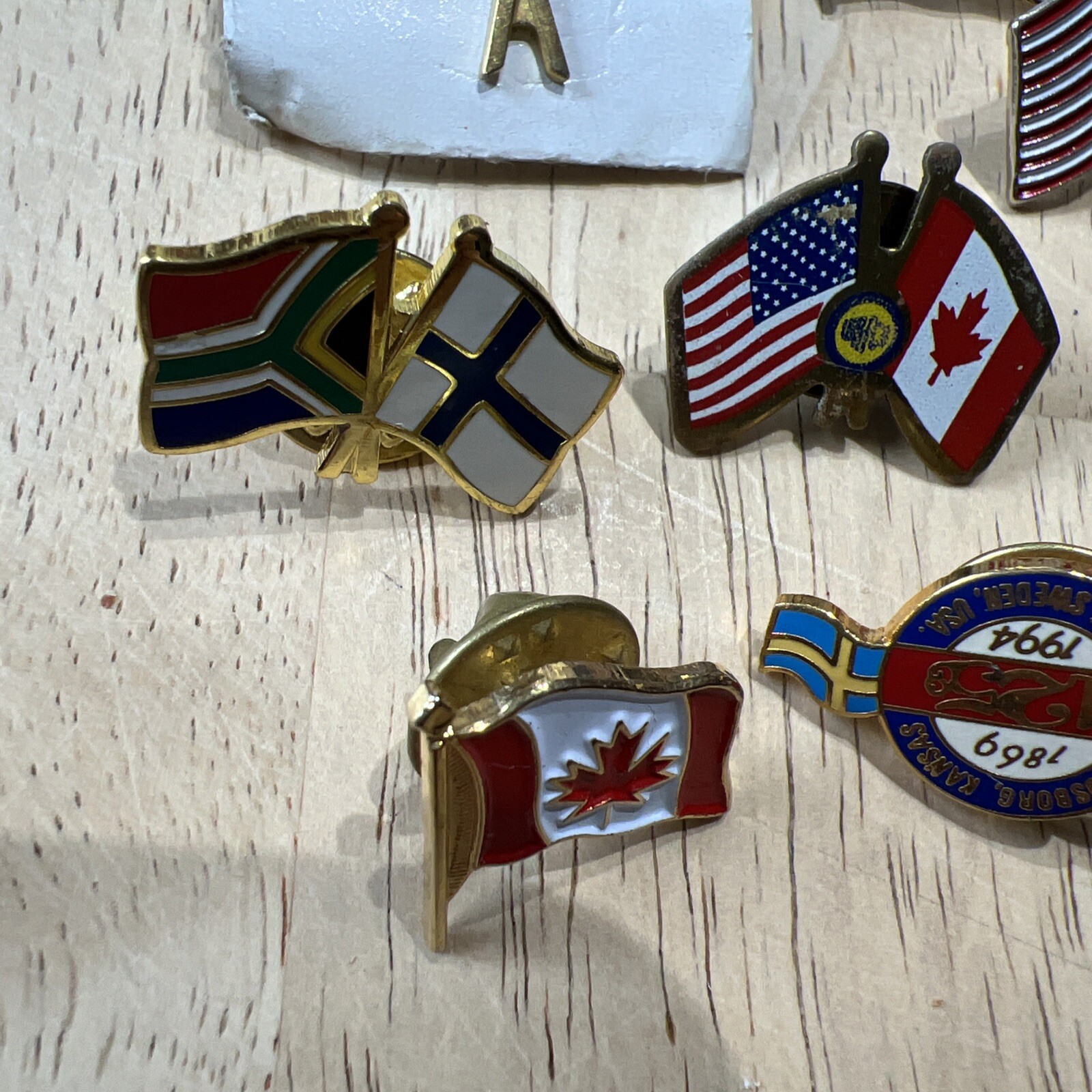 Lot Of 10 Vintage Country Flag Pinbacks