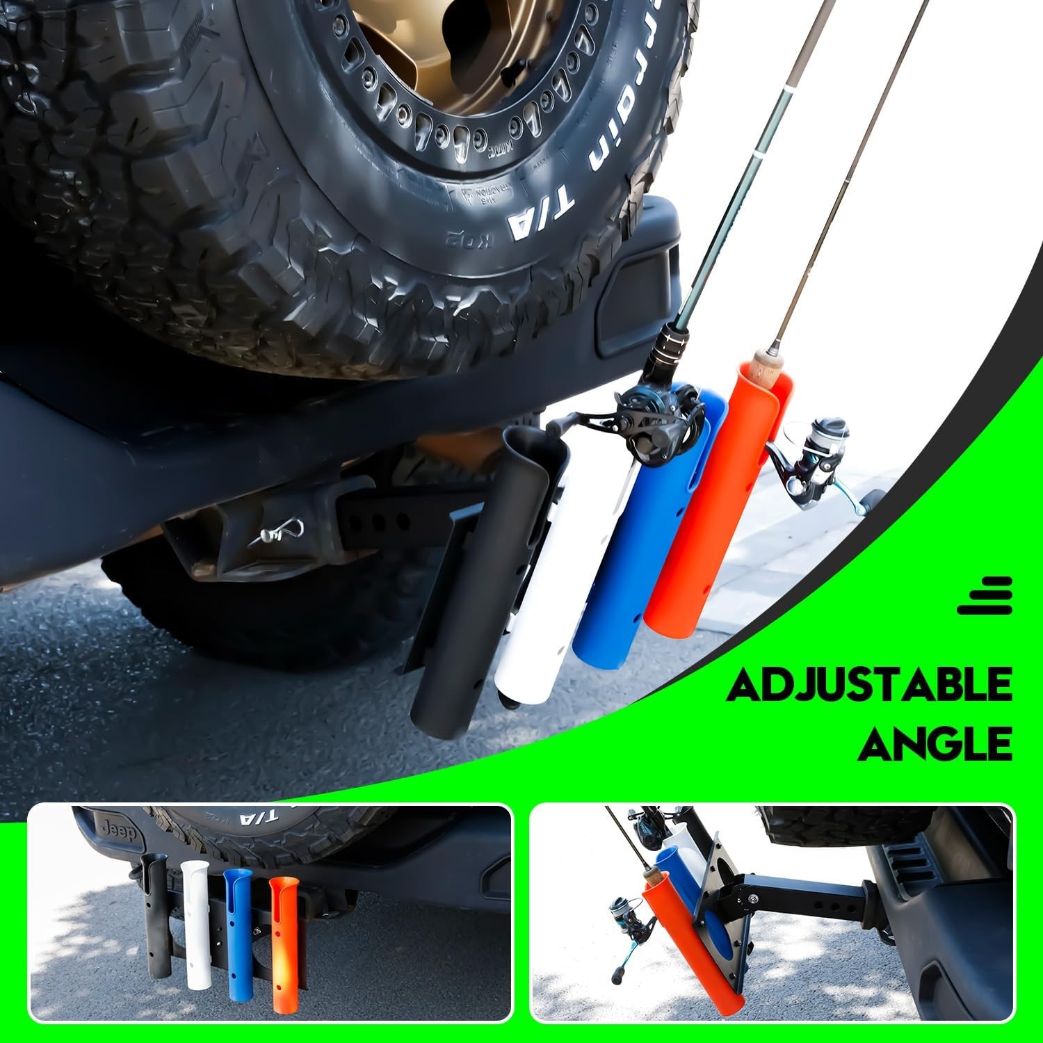 Hitch Fishing Rod Holder for Trucks,3-Position Adjustable Stainless Steel