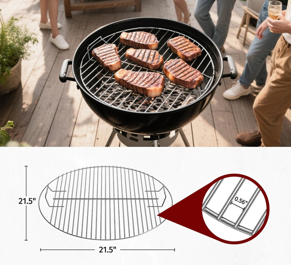 7435 Cooking Grate Plated Steel Grill Grate for Weber 22" Charcoal Grill Replace