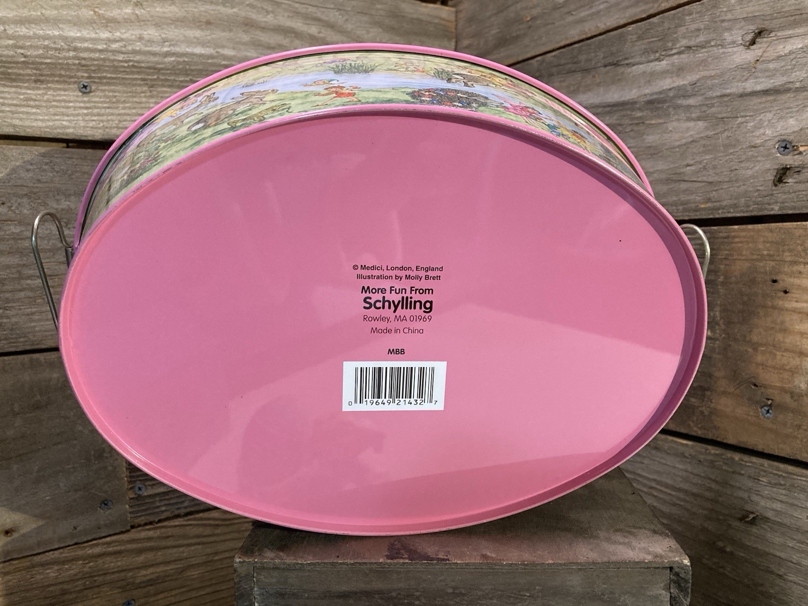 VTG Metal Easter Tin W/ Handles By Schylling 1996 Fairies Flowers