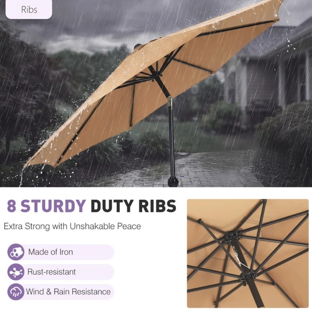 9FTOutdoor Patio Umbrella Outdoor Table Umbrella with Push Button Tilt and Crank
