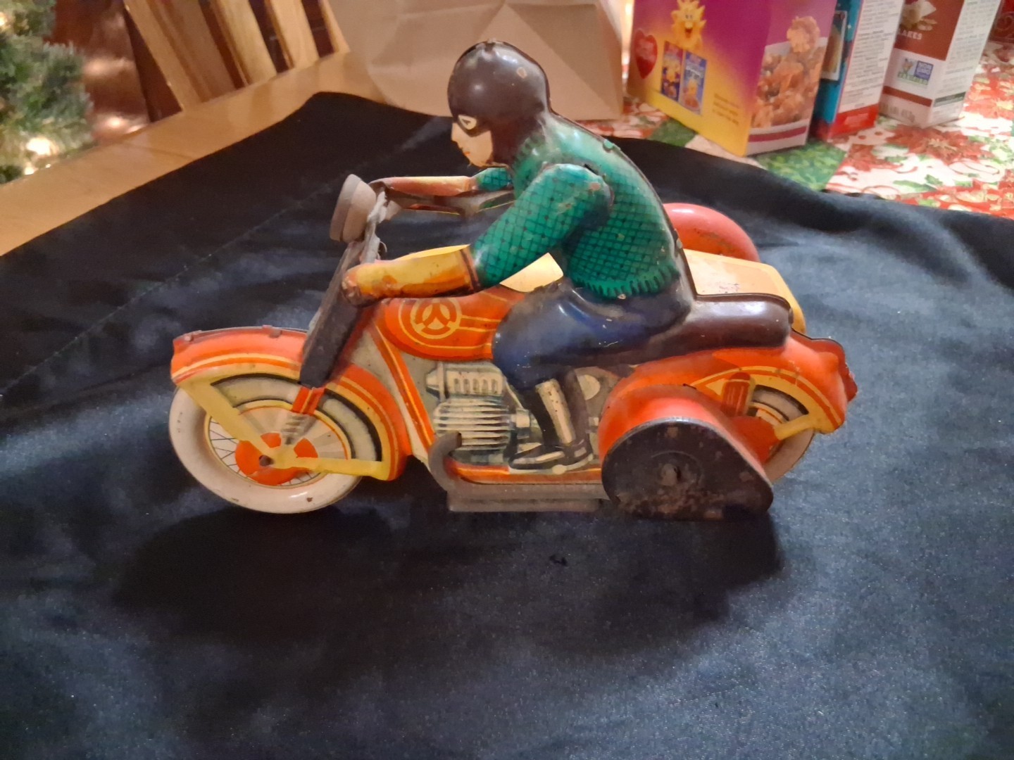 Rare 1960's Soviet Wind-Up Tin Motorcycle W/ Side Car, All Original Kiev Biker