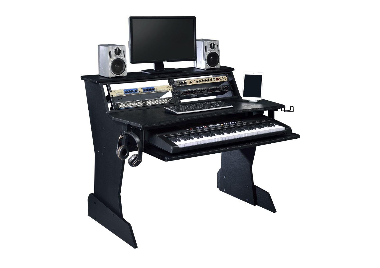Musiea BE200 Series Music Studio Desk Workstation with 2 x 4U rack (Black)